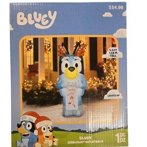 Bluey Reindeer Antlers Inflatable Christmas Decoration 5.5 Ft Tall Lights Up
